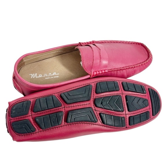 MONZA Italian Men\'s Pink Soft Leather Driving Loafer Rubber Treads Size 10 main image 7